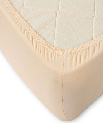 Трикотажная простынь на резинке крем